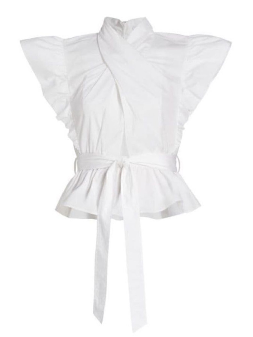 10 Crosby Derek Lam White Ruffled Peplum Wrap Top